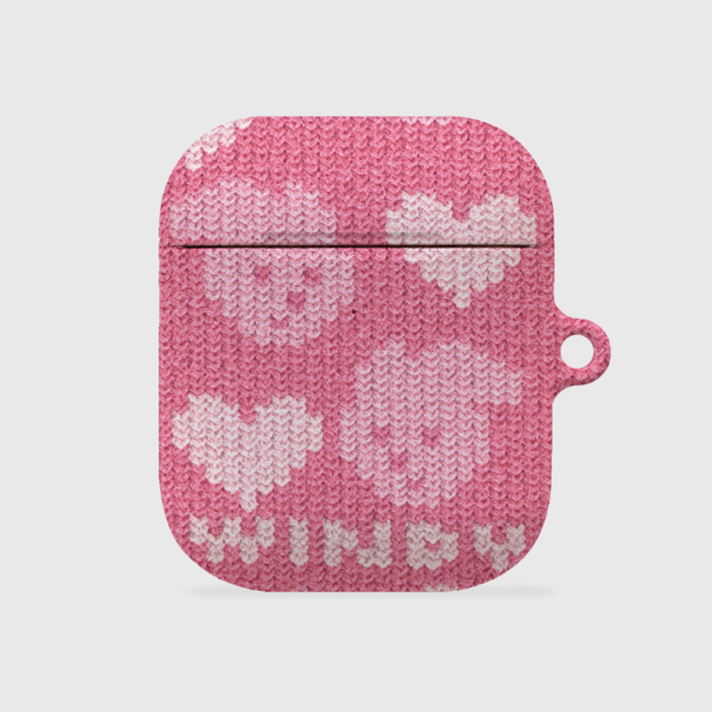 pink heart knit windy [hard 에어팟케이스 시리즈]