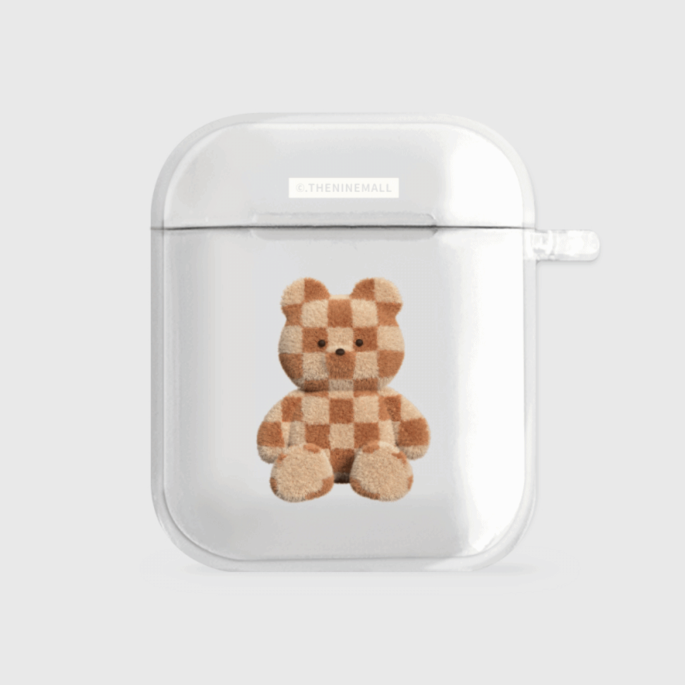 big checkerboard teddy [clear 에어팟케이스 시리즈]